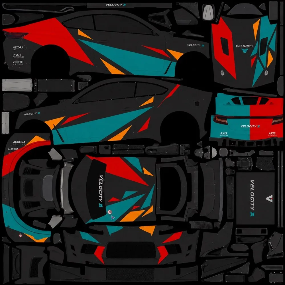 Finished Velocity livery painted on the template